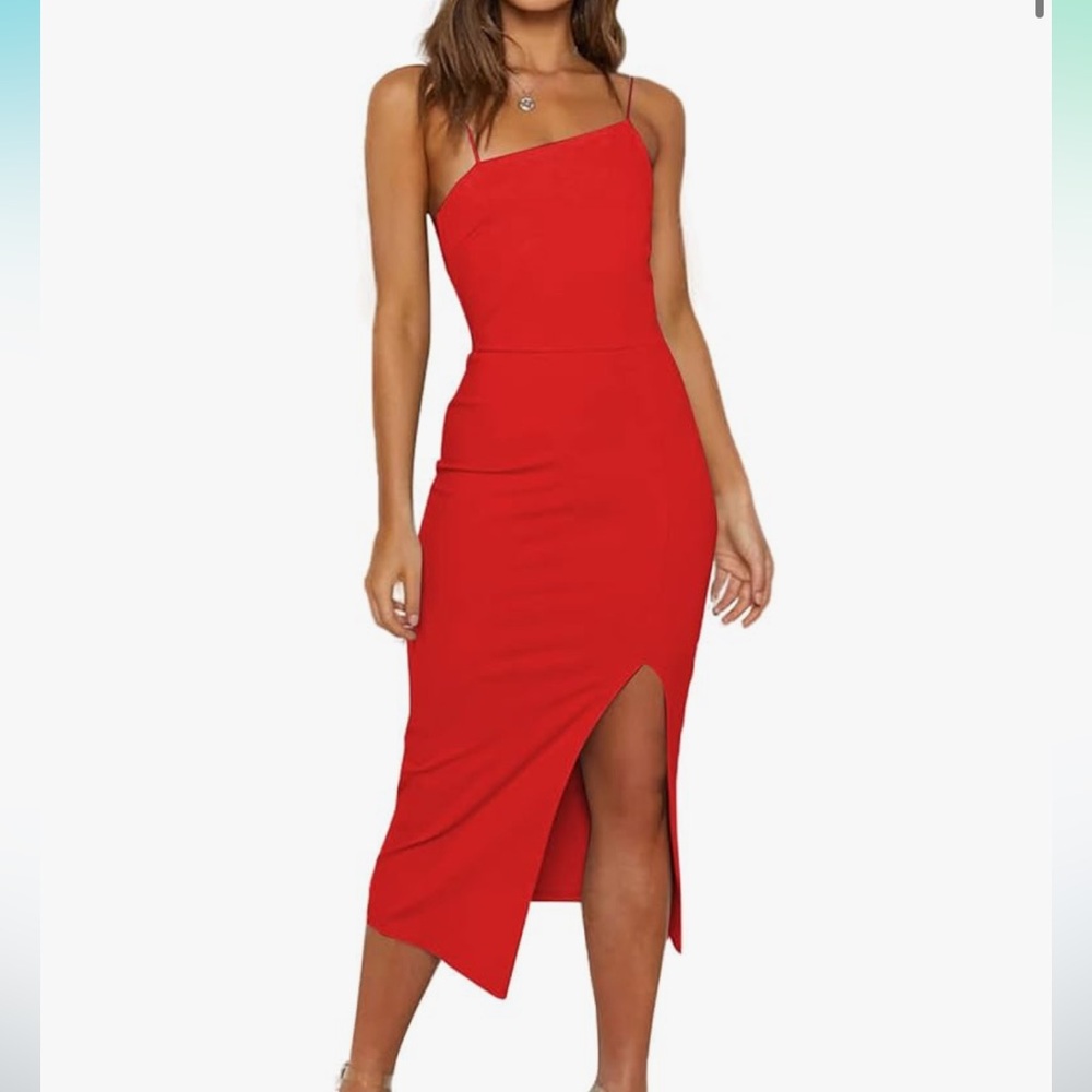 Elegant Red Sleeveless Midi Dress